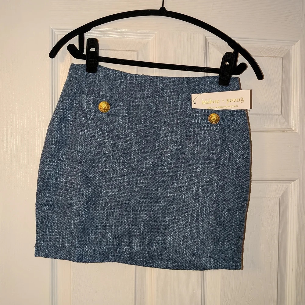 bishop + young Blue Tweed Pencil Skirt NWT